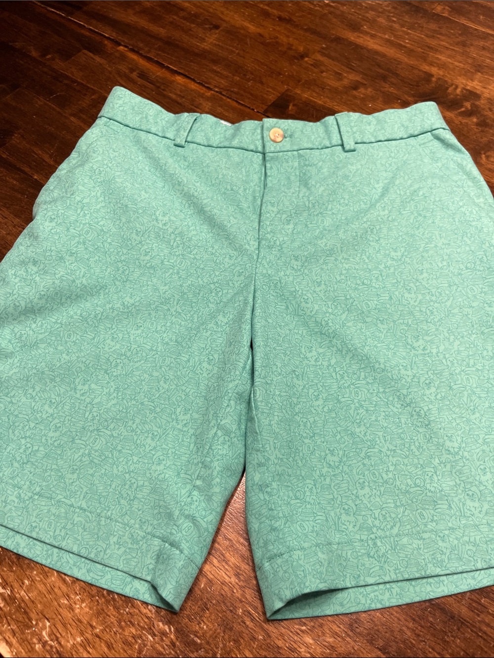 Peter Millar Mint Green Micro-Pattern Flat Front Shorts